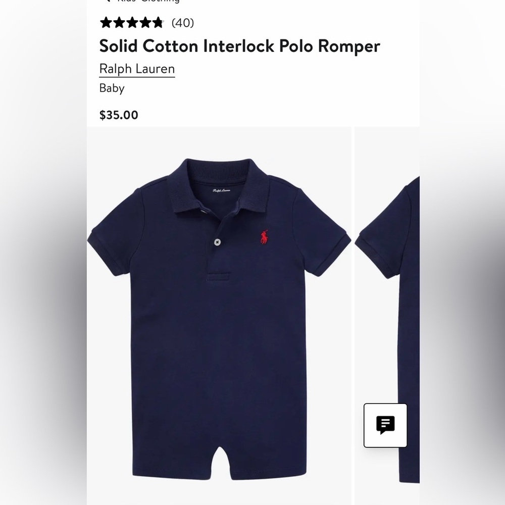 Ralph Lauren Navy Kids Polo Romper